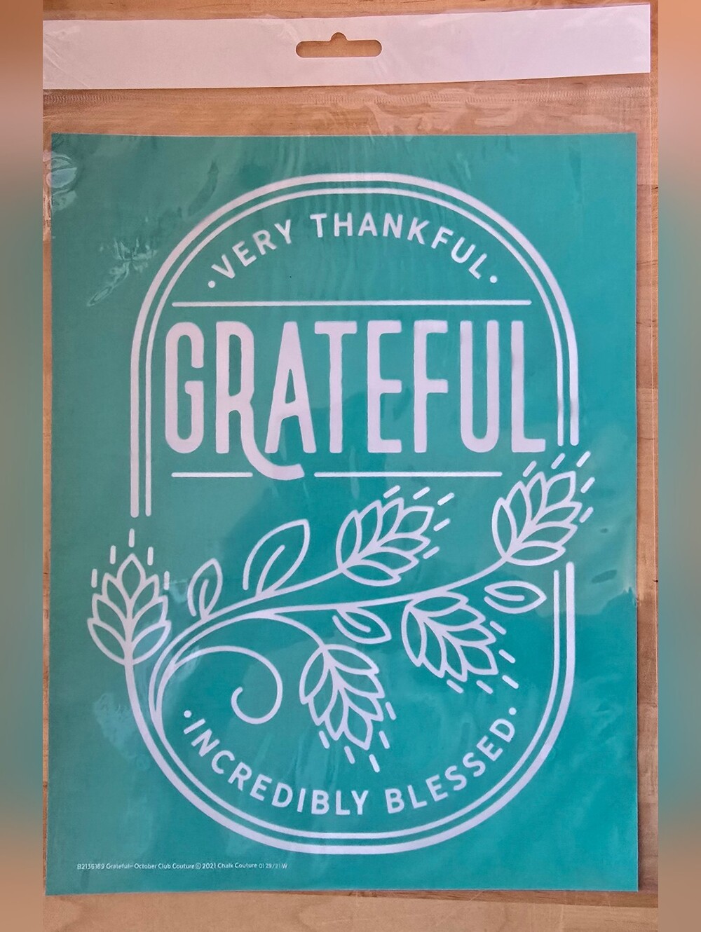 NEW Chalk Couture "Grateful" Reusable Chalk Silk Screen Transfer